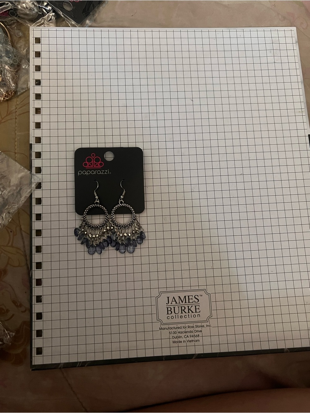 paparazzi Silver Hoop Earrings with Navy Beads